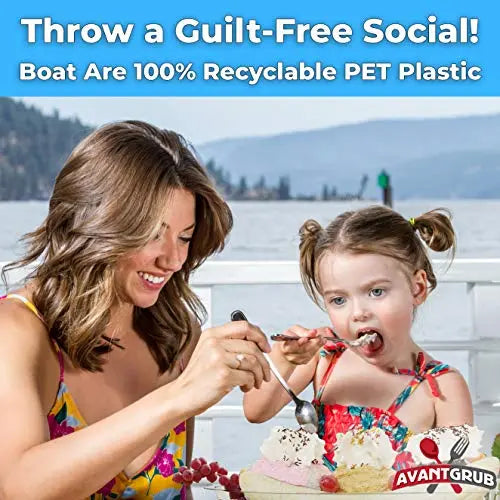 12 Oz Medium Clear Banana Split Boat - 50 Pack - Durable PET Plastic, 100% Recyclable, Ideal for Ice Cream Socials