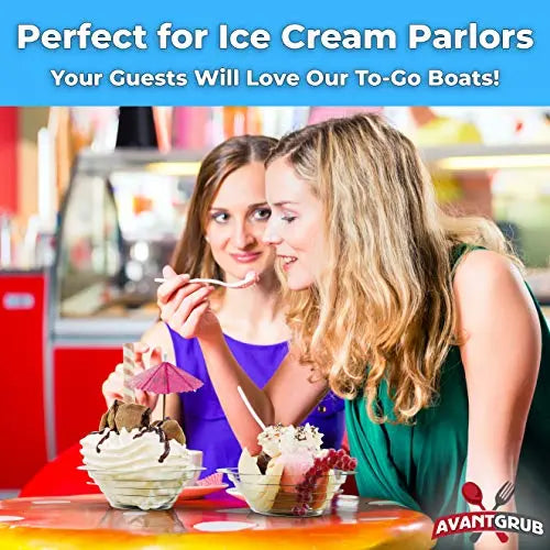 12 Oz Medium Clear Banana Split Boat - 50 Pack - Durable PET Plastic, 100% Recyclable, Ideal for Ice Cream Socials