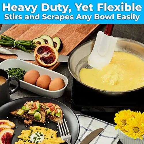 14-Inch Flat Silicone Spatula in Red & White - 1 Pack, Durable and Flexible for Baking and Cooking