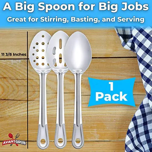 11-inch Stainless Steel Serving Spoon Set, Slotted and Perforated, Professional Grade