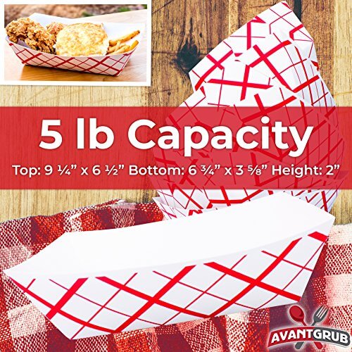 0.5lb Red & White Paper Food Tray - Pack of 200, Grease Resistant, Ideal for Restaurants & Events