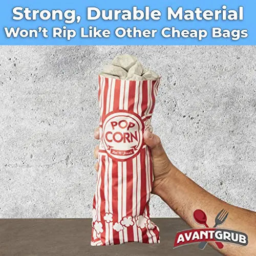 Leak-Resistant Red & White Popcorn Bags, 2oz Capacity