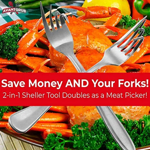 Dark Red Shuckaneer Sheller - 2 Pack | 7.5" Seafood Cracker and Meat Picker | Perfect for Crab and Lobster