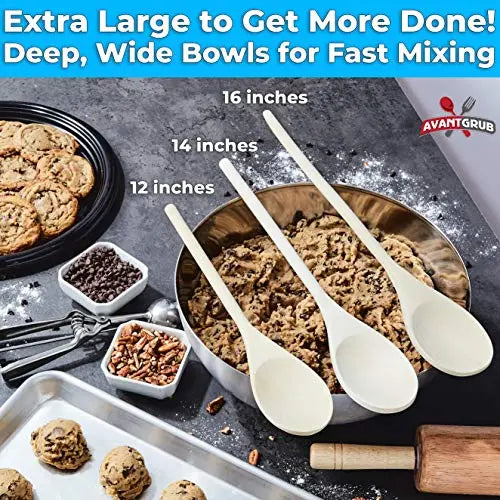 Multipack Natural Wooden Spoons - Durable, BPA-Free, Long-Handled - 3 Pack