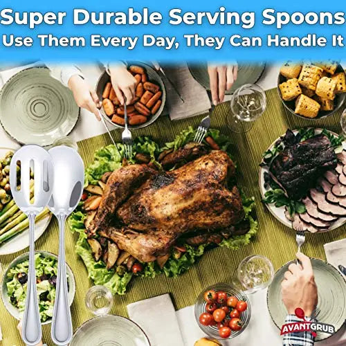 Heavy-Duty 9-Inch Stainless Steel Serving Spoons | 6-Pack