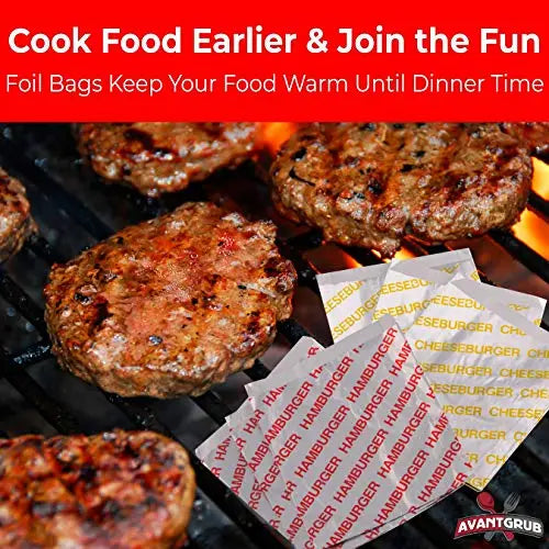 Leak-Proof BBQ Foil Bags - BPA-Free, 6"x6.5"x1" - Ideal for Grilling Big, Juicy Hamburgers