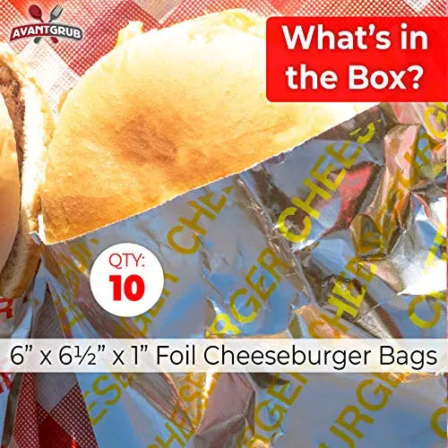 Leak-Proof Cheeseburger Wrappers - Foil, 6"x6.5"x1"