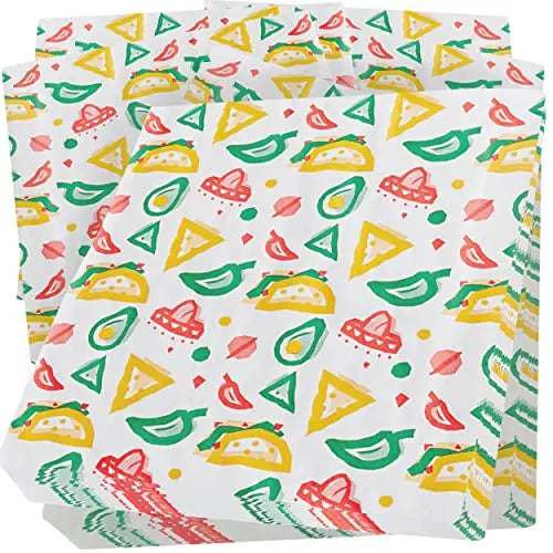 Mexican Print Deli Paper | 12-Inch Greaseproof Wrapping Sheets | Biodegradable Food Liners for Tacos, Sandwiches, and Party Platters