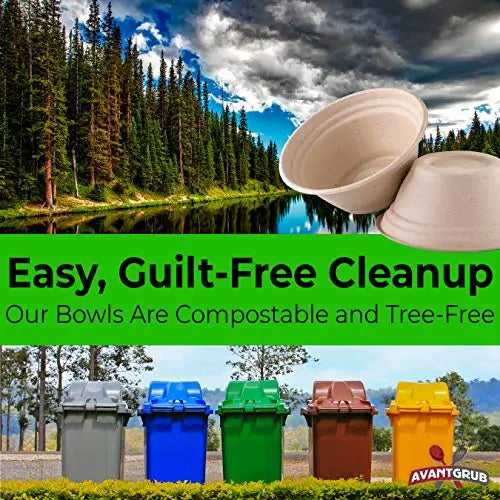 Biodegradable Brown Kraft Bowl - 8oz | Eco-Friendly Wheatstraw | Allergy-friendly and Gluten-free