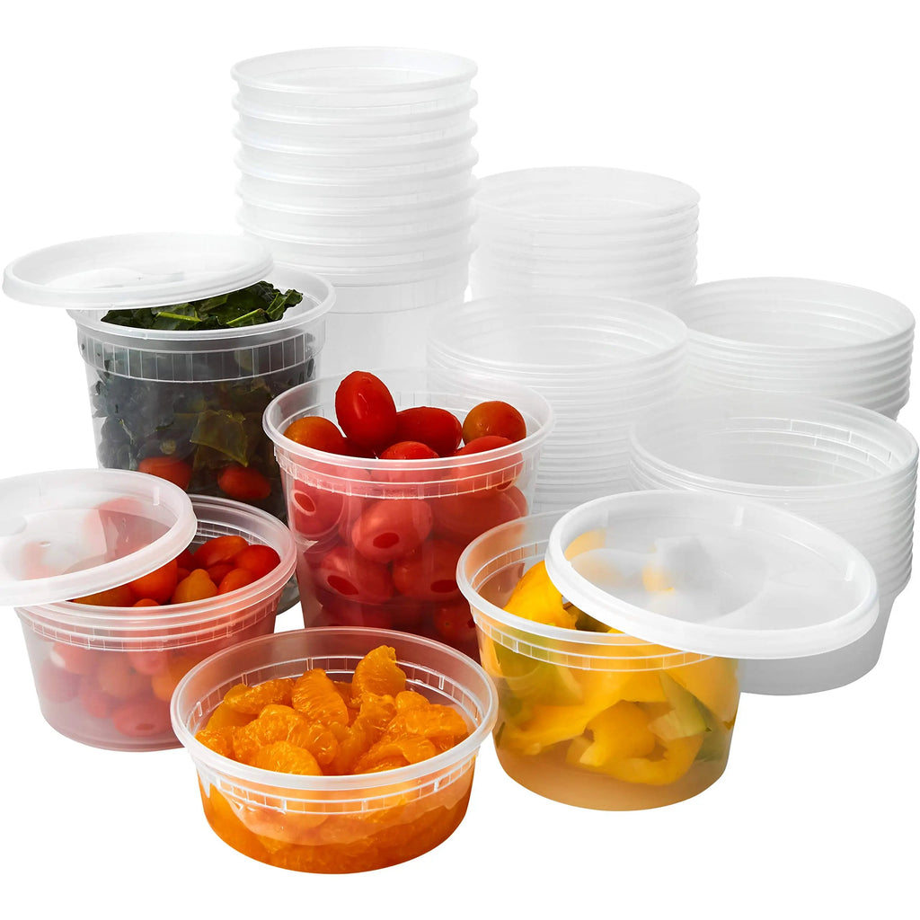 Heavy-Duty Clear Deli Containers with Lids - 8, 12, 16, 24 & 32 Oz Sizes - Microwave & Freezer Safe