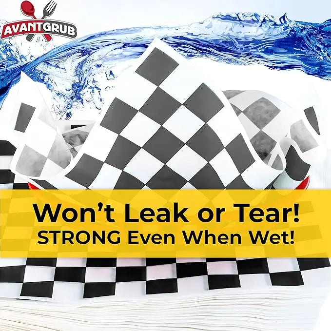 Grease-Resistant, 12x12" Microwave-Safe Checkered Deli Paper Sheets (300-Pack) – Available in Red, Blue, Black, Green