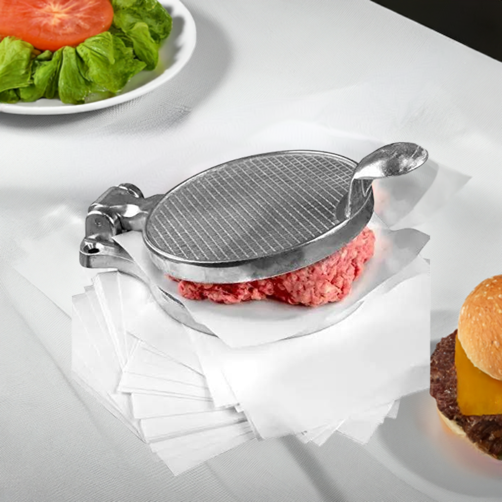 Cast Aluminum 4.5-Inch Burger Press with 1,000 Nonstick Patty Papers | Professional-Grade Hamburger Maker for Uniform, Quarter-Pound Patties