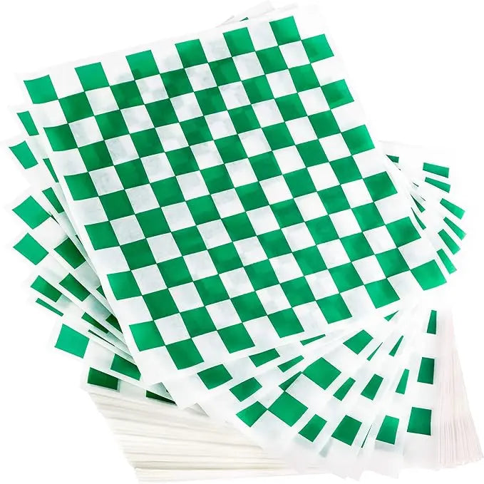 Grease-Resistant, 12x12" Microwave-Safe Checkered Deli Paper Sheets (300-Pack) – Available in Red, Blue, Black, Green
